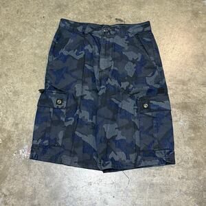 Vintage Y2K Baggy Dark Camo Cargo Shorts Sz 32